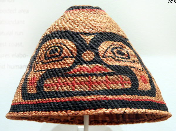 Haida basketry hat (c1900-10) from Haida Gwaii, Canada at Museum of Fine Arts. Boston, MA.