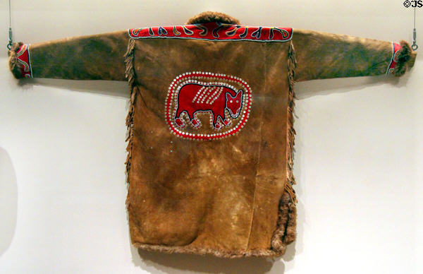 Tahltan man's ceremonial fur shirt with beads & buttons (late 19th-early 20thC) from Stikine River, BC, Canada at Museum of Fine Arts. Boston, MA.