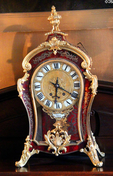Tortoise shell inlay mantle clock by Churet of Paris at Gibson House Museum. Boston, MA.