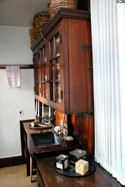 Pantry with soapstone sink (1880s) at Nichols House Museum. Boston, MA.