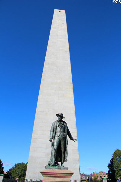 Colonel William Prescott statue at Bunker Hill Monument. Boston, MA.