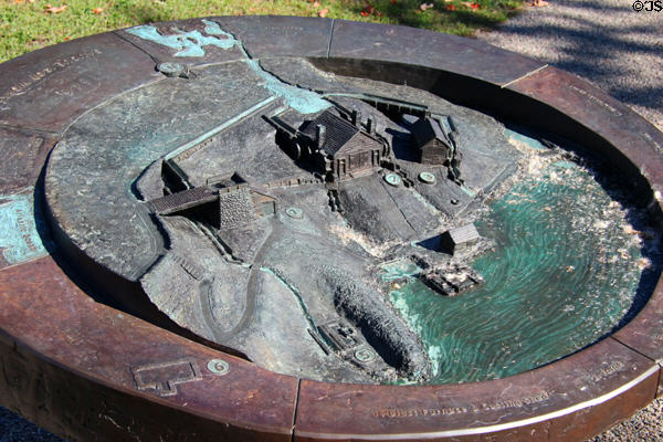 Bronze model of grounds of Saugus Iron Works. Boston, MA.