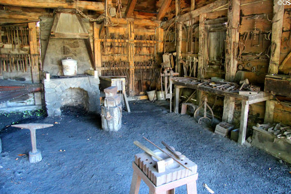 Blacksmith shop interior at Saugus Iron Works. Boston, MA.
