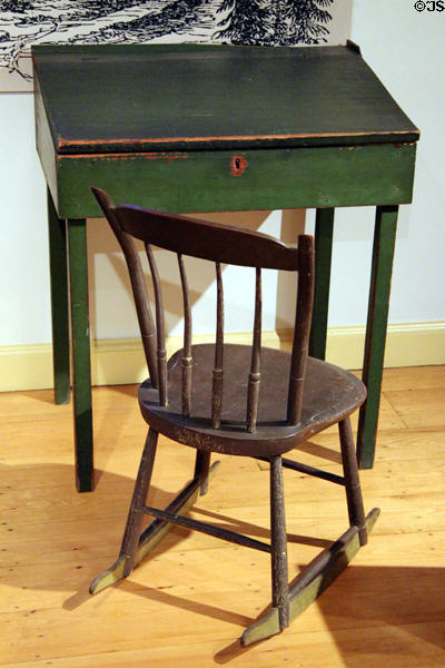 Desk (c1838) & Windsor chair with rockers (1810-30) from Henry David Thoreau's house on Walden Pond at Concord Museum. Concord, MA.