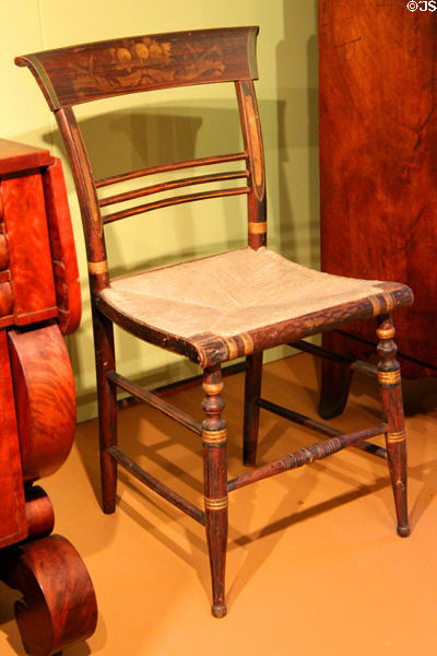Painted side chair with rush seat (1820-30) from Boston owned by Henry David Thoreau's family at Concord Museum. Concord, MA.