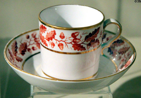 Cup & saucer (c1805) by Worcester Porcelain Co. of England at Concord Museum. Concord, MA.