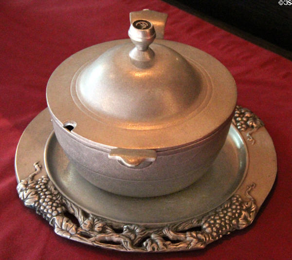Pewter covered dish at Hammond Castle Museum. Gloucester, MA.