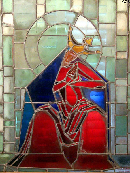 Stained glass by Natalie Hammond, sister of Museum founder, at Hammond Castle Museum. Gloucester, MA.