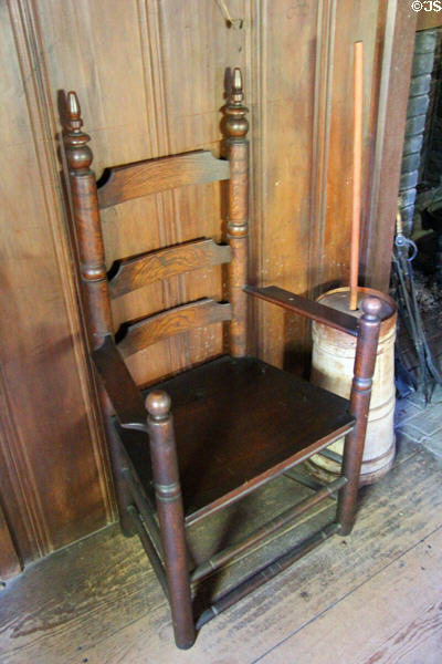 Ladderback chair at John Balch Museum House. Beverly, MA.