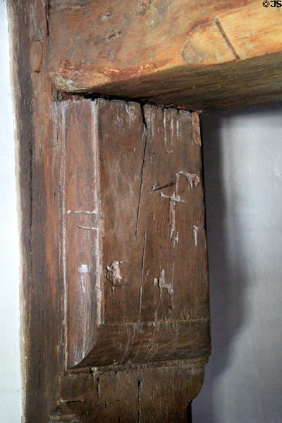 Original pegged beams (1636) at John Balch Museum House. Beverly, MA.