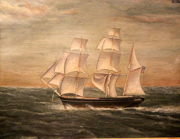 Barque San Francisco painting (c1849) a ship which sailed around the horn at John Cabot House. Beverly, MA.