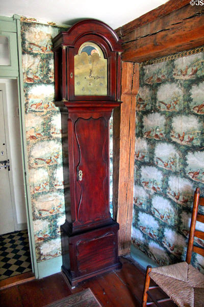 Tall case clock by Joseph Smith of Bristol, England in pheasant room at Rev. John Hale House. Beverly, MA.