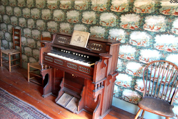 Reed organ in pheasant room at Rev. John Hale House. Beverly, MA.