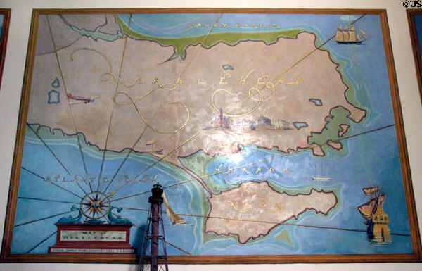Mural of map of Marblehead (1934) by T.S. Baker at Abbot Hall. Marblehead, MA.