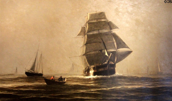 Crossing the Grand Banks painting (1876) by W.E. Norton at Abbot Hall. Marblehead, MA.