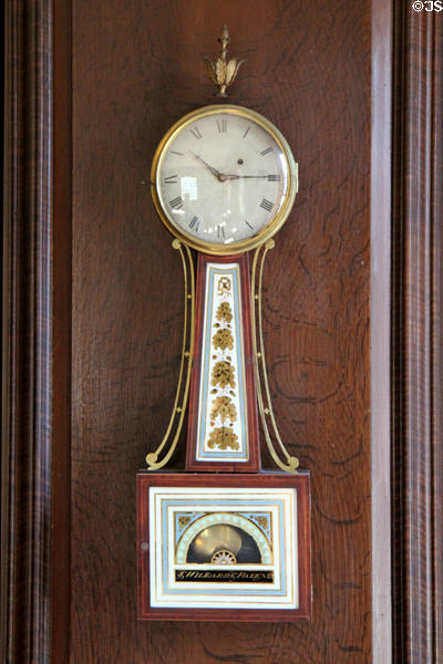 Banjo clock by Willard in drawing room at Jeremiah Lee Mansion. Marblehead, MA.