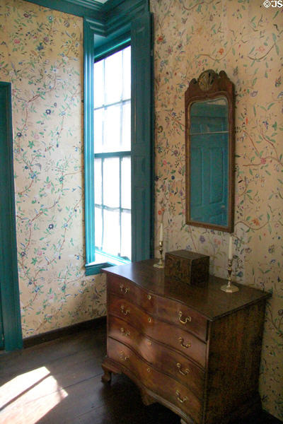 Window divided between two rooms to preserve Georgian symmetry at Jeremiah Lee Mansion. Marblehead, MA.