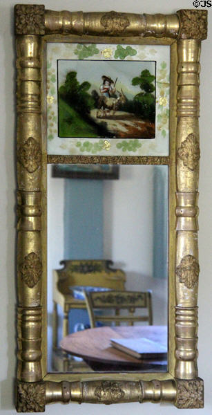 Mirror with painted glass at Jeremiah Lee Mansion. Marblehead, MA.