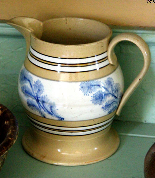 Annular ware pitcher (c1800) from England at Jeremiah Lee Mansion. Marblehead, MA.