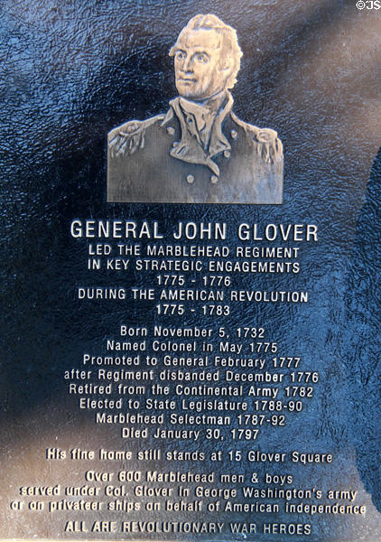 Plaque to American Revolutionary General John Glover at Fort Sewall. Marblehead, MA.