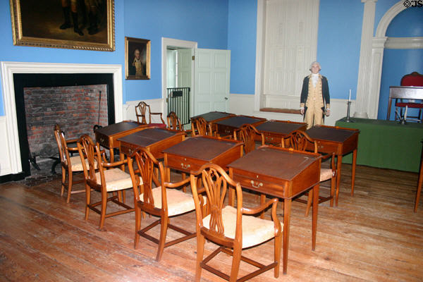 Room in Maryland State Capital where George Washington resigned his commission as Commander-in-Chief of the American Army on December 23, 1783. Annapolis, MD.
