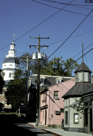 State house & houses on East St. Annapolis, MD.