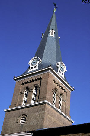 St Anne's Episcopal Church steeple / clock tower (1859). Annapolis, MD. Style: Romanesque Revival.