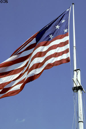 Replica of the gigantic American flag which inspired the writing of the Star Spangled Banner. Baltimore, MD.