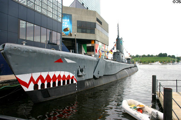 Submarine USS Torsk on Baltimore inner harbor. Baltimore, MD.