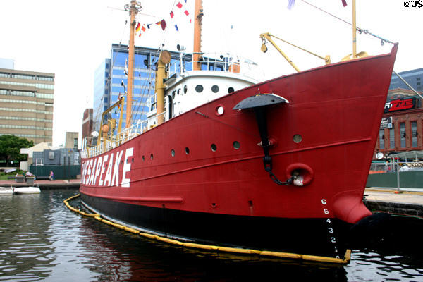 Bow view of Lightship Chesapeake. Baltimore, MD.