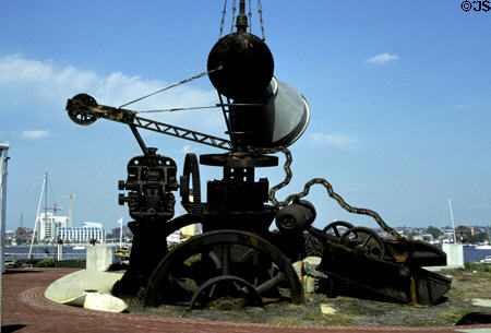 Industrial machinery piled into Working Point (1977) sculpture at Museum of Industry. Baltimore, MD.
