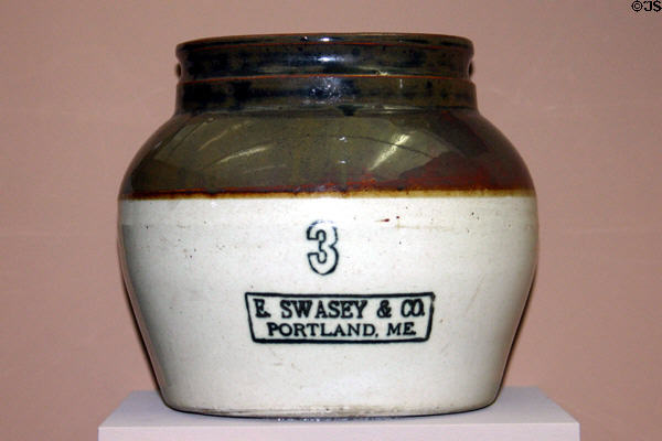 Baked bean pot (1891-7) by E. Swasey & Co. in Maine State Museum. Augusta, ME.