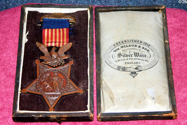 Congressional Medal of Honor awarded to Moses C. Hanscom in 1864 cast by Wm. Wilson & Son of Philadelphia in Maine State Museum. Augusta, ME.