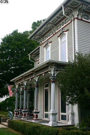 Italianate facade of house at N. Hanchett at Grand St. Coldwater, MI.