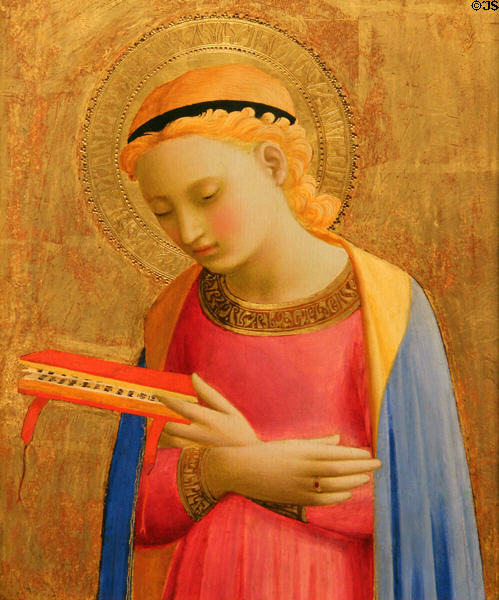 Virgin Annunciate tempura painting (1450-55) by Fra Angelico at Detroit Institute of Arts. Detroit, MI.