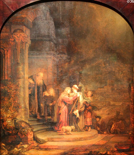The Visitation painting (1640) by Rembrandt Harmensz van Rijn at Detroit Institute of Arts. Detroit, MI.