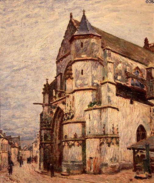 Church of Moret after Rain painting (1894) by Alfred Sisley at Detroit Institute of Arts. Detroit, MI.