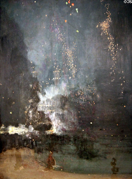 Nocturne in Black & Gold: Falling Rocket painting (1875) by James McNeill Whistler at Detroit Institute of Arts. Detroit, MI.