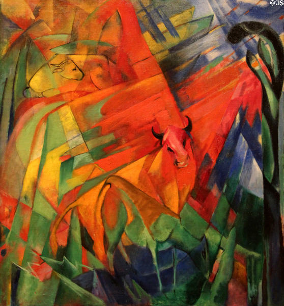 Animals in a Landscape painting (1914) by Franz Marc at Detroit Institute of Arts. Detroit, MI.