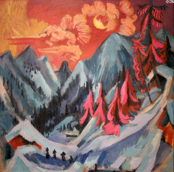 Winter Landscape in Moonlight painting (1919) by Ernst Ludwig Kirchner at Detroit Institute of Arts. Detroit, MI.