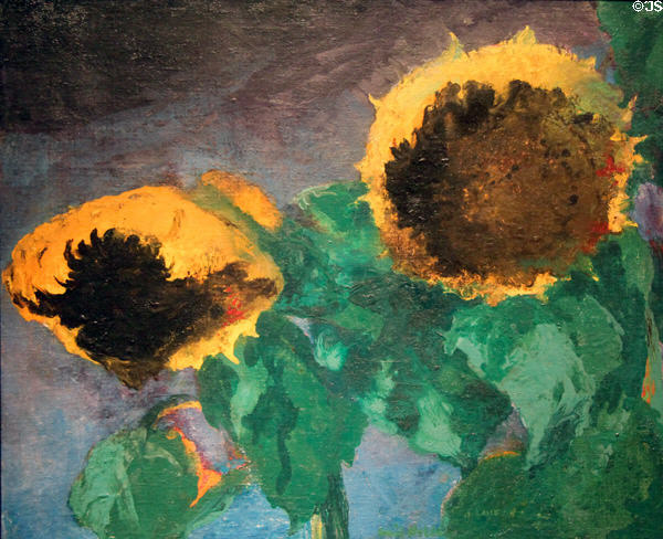 Sunflowers painting (1932) by Emil Nolde at Detroit Institute of Arts. Detroit, MI.