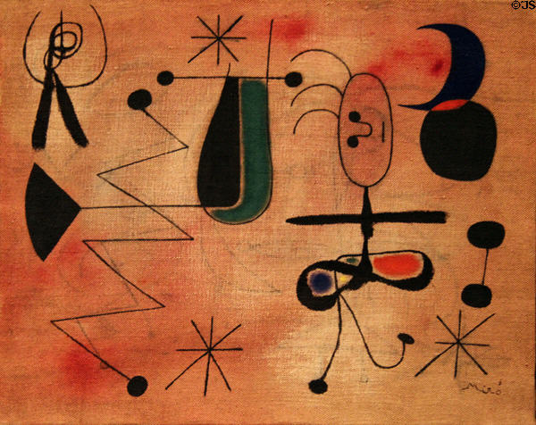 Woman & Bird in the Night painting (1944) by Joan Miró at Detroit Institute of Arts. Detroit, MI.