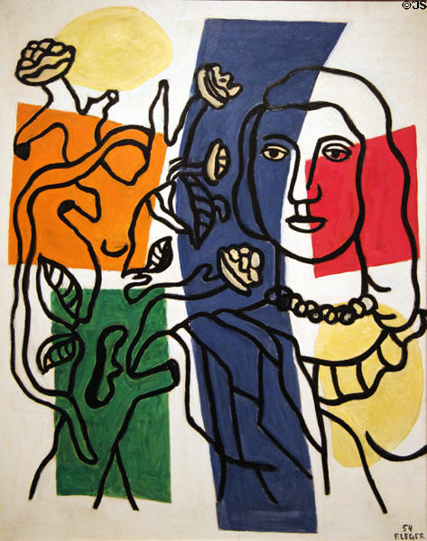 Girl with Plant painting (1954) by Fernand Léger at Detroit Institute of Arts. Detroit, MI.