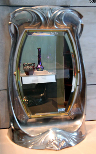 Pewter standing mirror (c1905) by Württemberg Metalworks Factory of Geislingen, Germany at Detroit Institute of Arts. Detroit, MI.