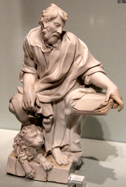 Porcelain St. Mark Evangelist (c1747-50) attrib. to Gaspero Bruschi of Doccia Manuf., Italy at Detroit Institute of Arts. Detroit, MI.