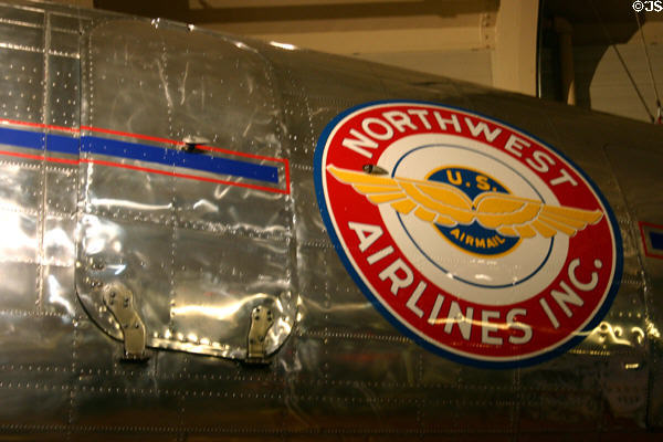 Northwest Airlines logo on DC-3 at Henry Ford Museum. Dearborn, MI.