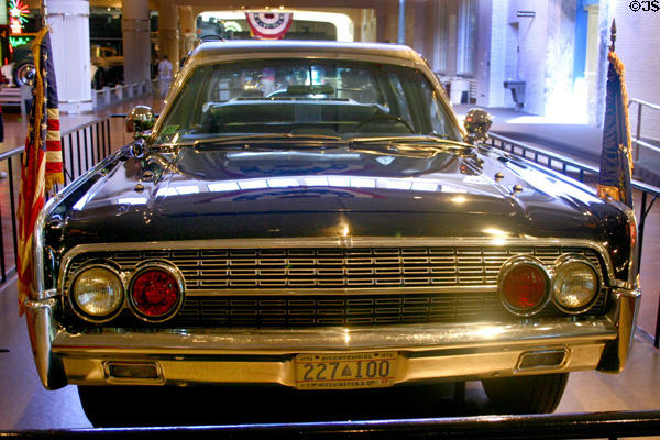 Front end of Kennedy assassination limo at Henry Ford Museum. Dearborn, MI.