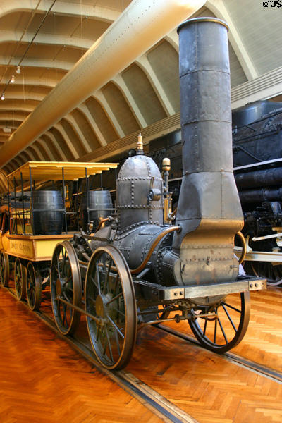 DeWitt Clinton locomotive (1831), third train in America, replica built for Chicago's World Fair (1893) at Henry Ford Museum. Dearborn, MI.