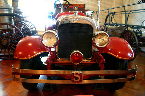 Front end of Seagrave fire engine (1924) at Henry Ford Museum. Dearborn, MI.