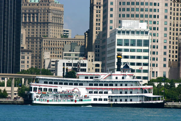 Detroit Princess River Boat on Detroit Skyline. Detroit, MI.